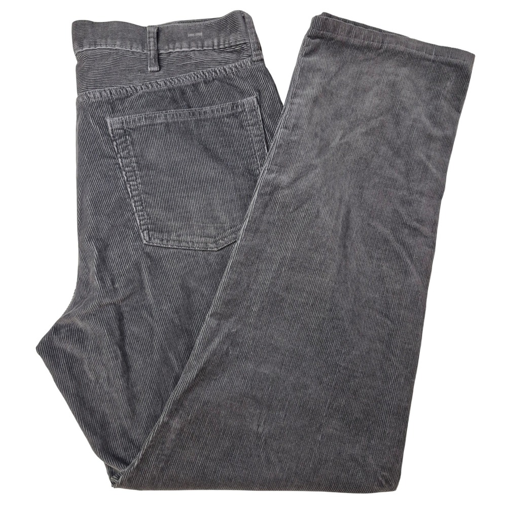 Lands' End Corduroy Pants Men 36x31 Traditional Fit Gray Cotton Stretch Casual